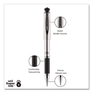 207 Impact Gel Pen, Stick, Bold 1 mm, Blue Ink, Silver/Black/Blue Barrel
