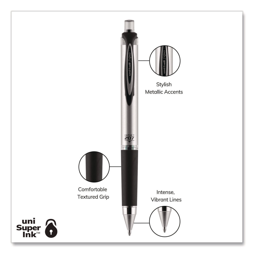 207 Impact Gel Pen, Retractable, Bold 1 mm, Black Ink, Black Barrel