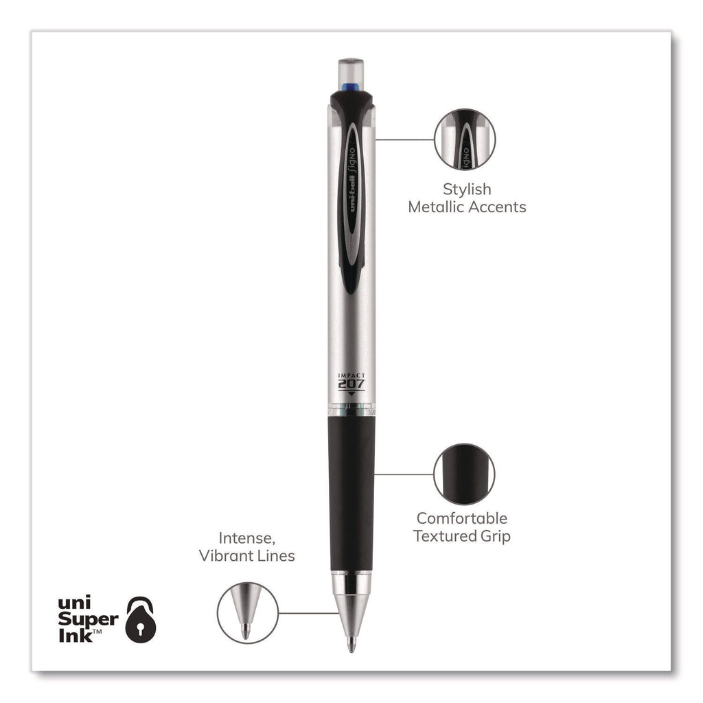 207 Impact Gel Pen, Retractable, Bold 1 mm, Blue Ink, Black/Blue Barrel