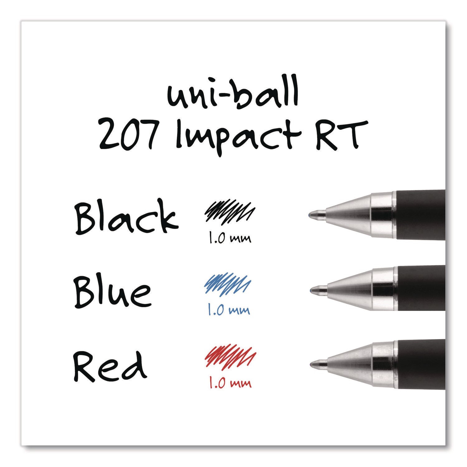 207 Impact Gel Pen, Retractable, Bold 1 mm, Blue Ink, Black/Blue Barrel
