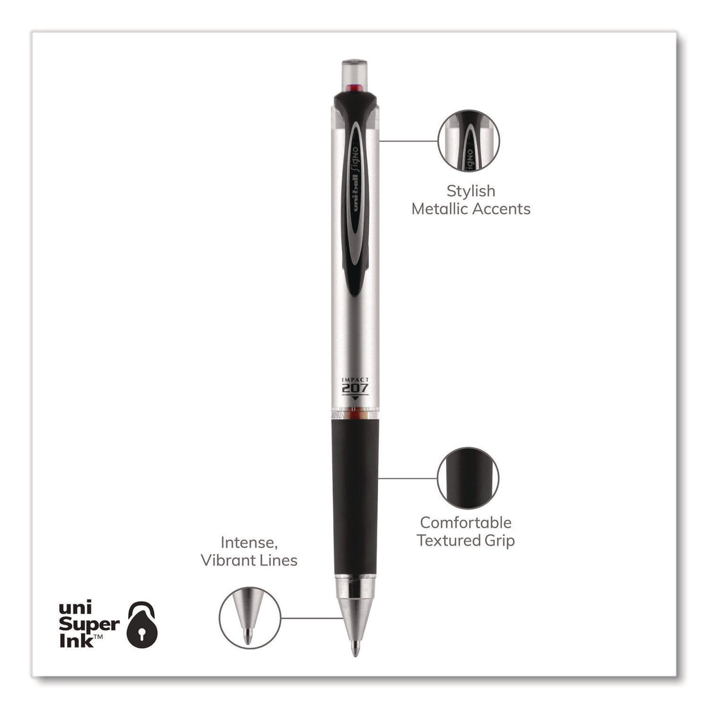 207 Impact Gel Pen, Retractable, Bold 1 mm, Red Ink, Black/Red Barrel