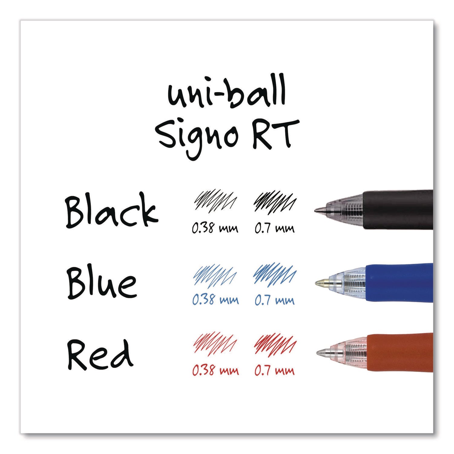 Signo Gel Pen, Retractable, Medium 0.7 mm, Red Ink, Silver/Red Barrel, Dozen