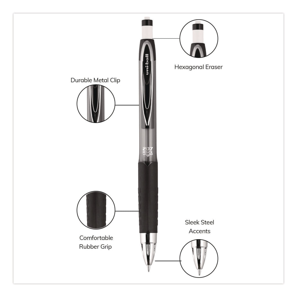 207 Mechanical Pencil, 0.7 mm, HB (#2), Black Lead, Black Barrel, Dozen