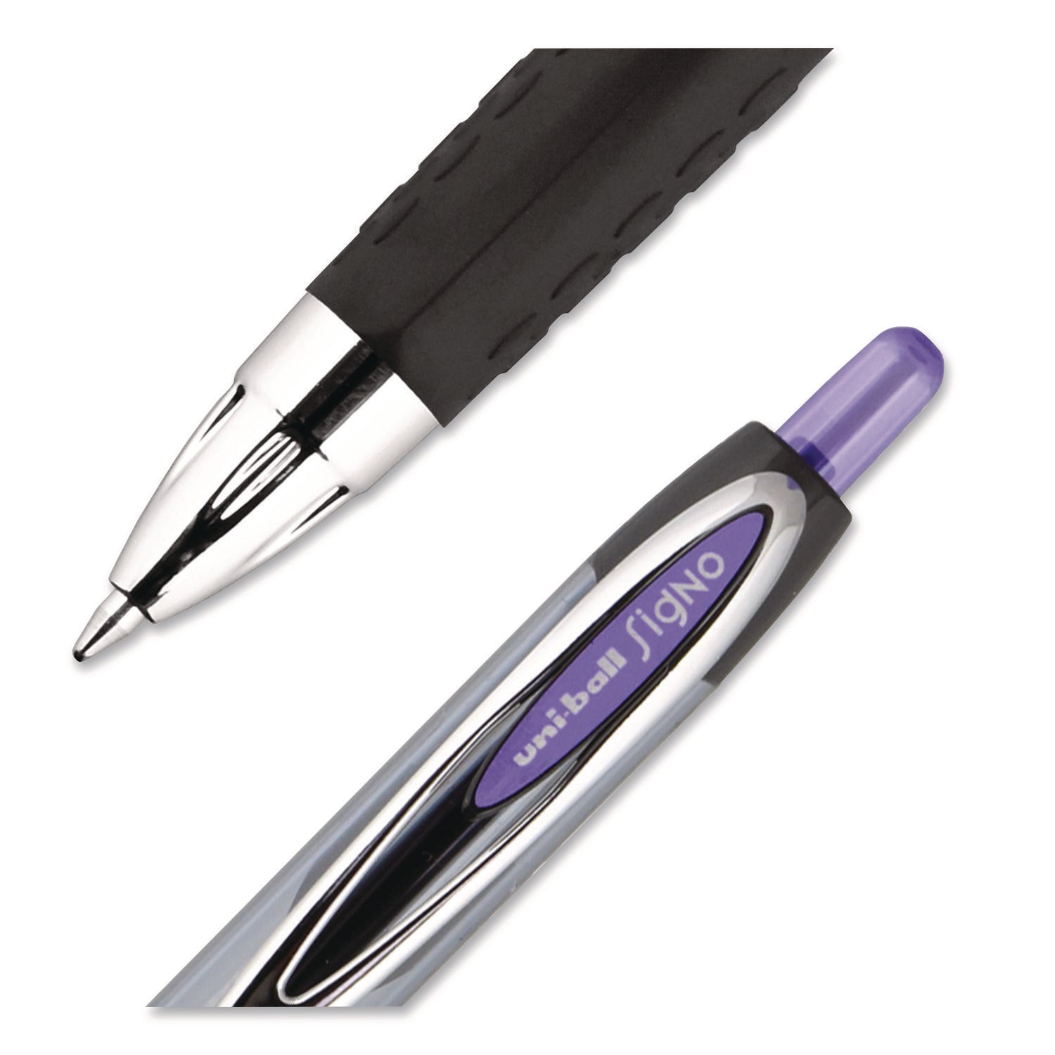 Signo 207 Gel Pen, Retractable, Medium 0.7 mm, Violet Ink, Smoke/Black/Violet Barrel, Dozen