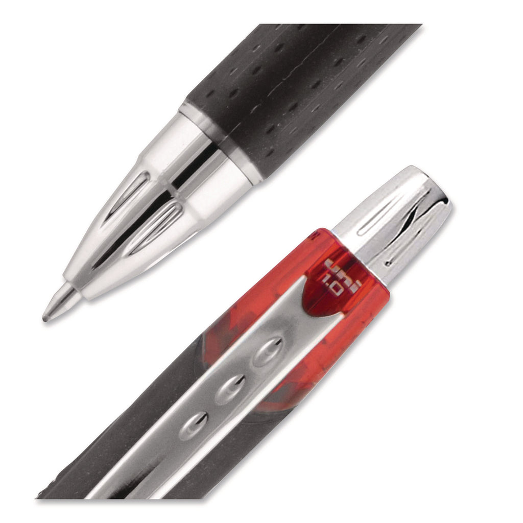 Jetstream Retractable Hybrid Gel Pen, Bold 1 mm, Red Ink, Black/Silver/Red Barrel