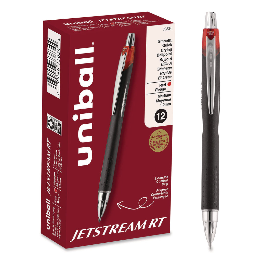 Jetstream Retractable Hybrid Gel Pen, Bold 1 mm, Red Ink, Black/Silver/Red Barrel