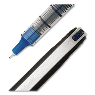 VISION Roller Ball Pen, Stick, Extra-Fine 0.5 mm, Blue Ink, Black/Blue/Clear Barrel, 12/Pack