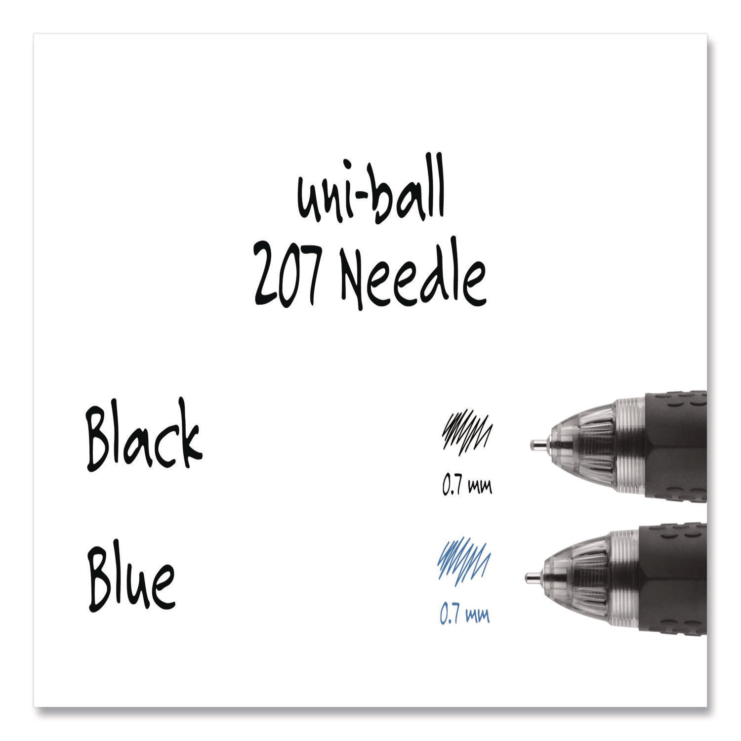 Signo 207 Needle Point Gel Pen, Retractable, Medium 0.7 mm, Black Ink, Clear/Black Barrel, Dozen