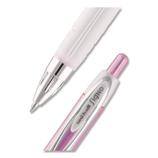 Signo 207 Gel Pen, Retractable, Medium 0.7 mm, Black Ink, Translucent Pink/Translucent White Barrel, 2/Pack