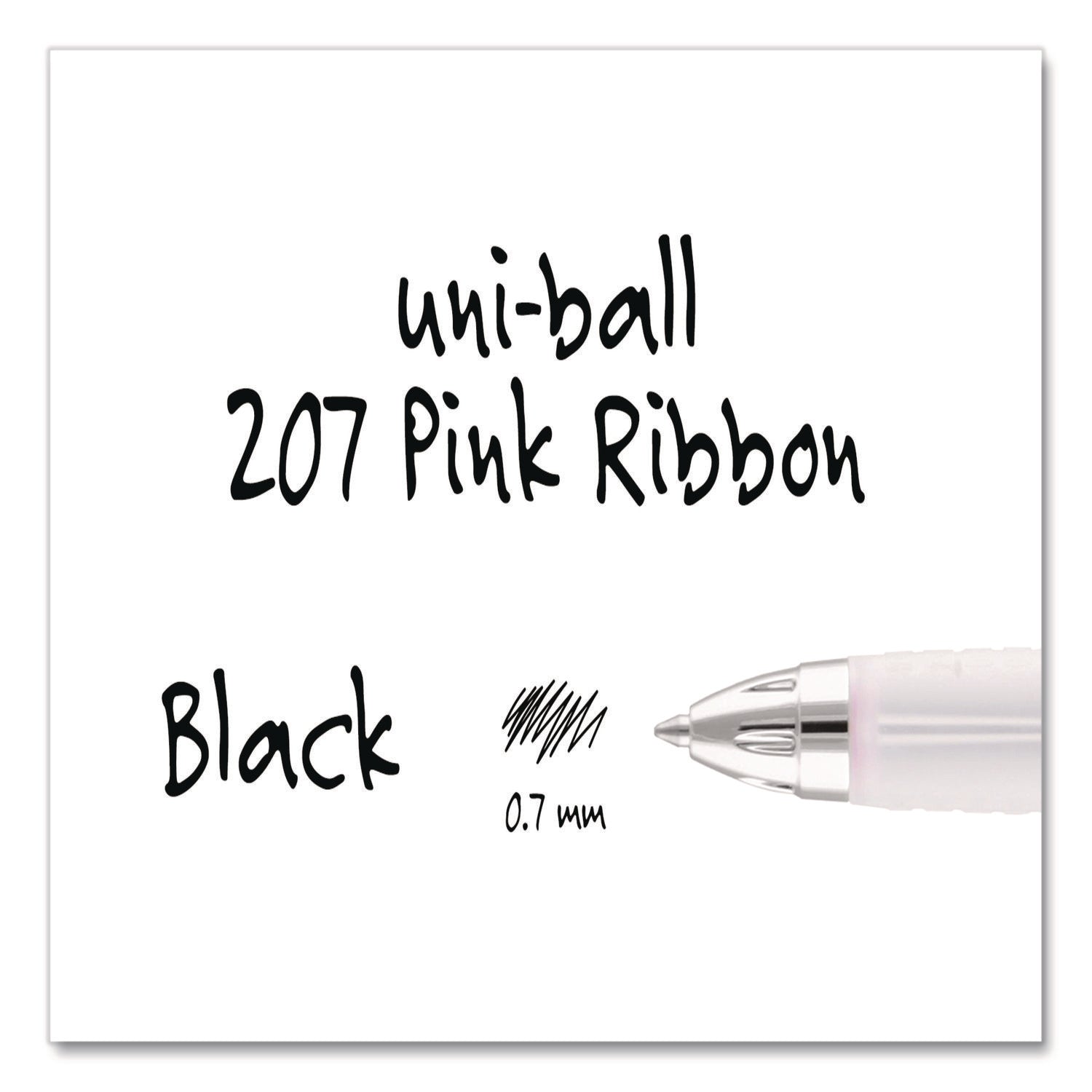 Signo 207 Gel Pen, Retractable, Medium 0.7 mm, Black Ink, Translucent Pink/Translucent White Barrel, 2/Pack