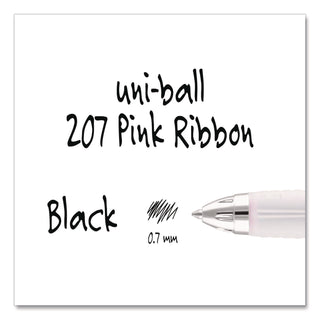 Signo 207 Gel Pen, Retractable, Medium 0.7 mm, Black Ink, Translucent Pink/Translucent White Barrel, 2/Pack