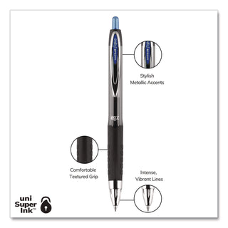 Signo 207 Gel Pen, Retractable, Medium 0.7 mm, Blue Ink, Smoke/Black/Blue Barrel, 36/Box
