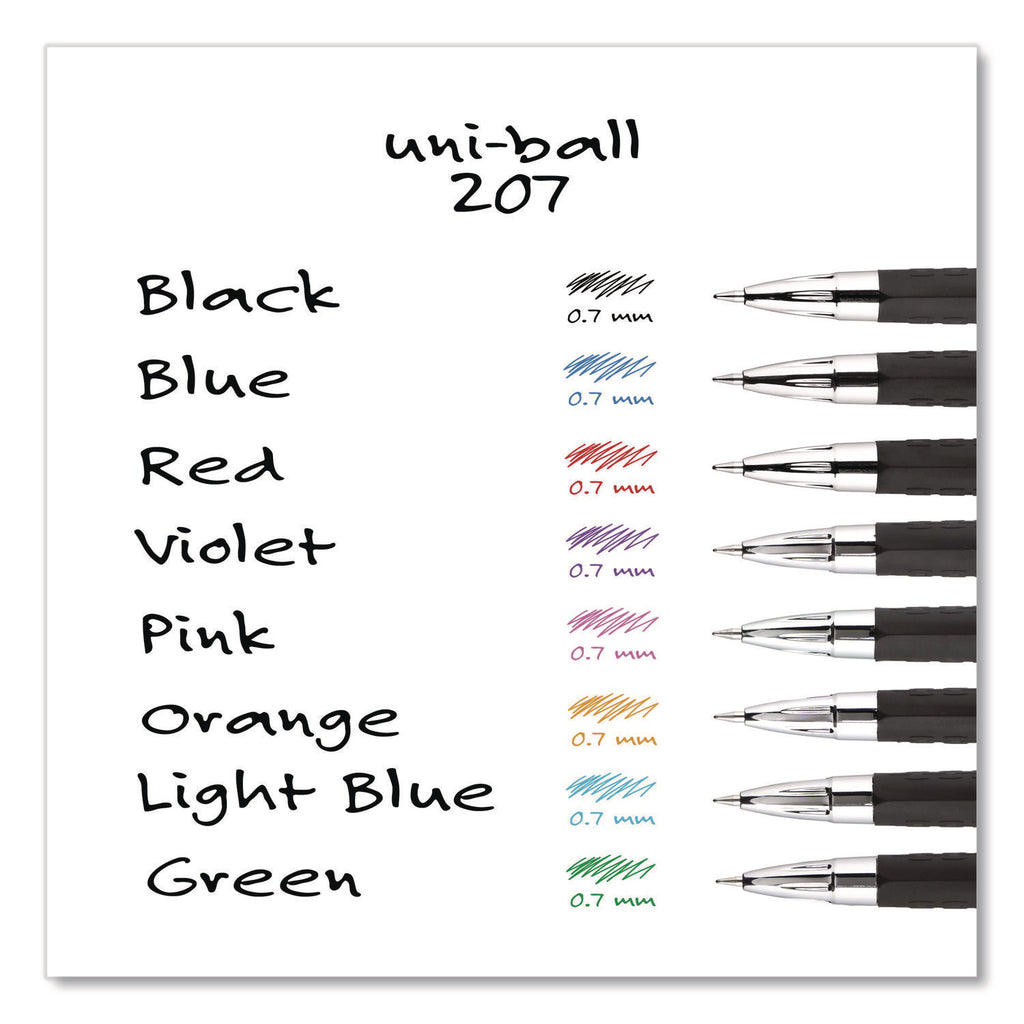 Signo 207 Gel Pen, Retractable, Medium 0.7 mm, Blue Ink, Smoke/Black/Blue Barrel, 36/Box