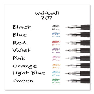 Signo 207 Gel Pen, Retractable, Medium 0.7 mm, Blue Ink, Smoke/Black/Blue Barrel, 36/Box