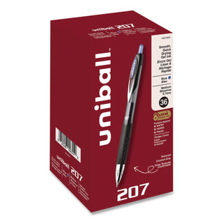 Signo 207 Gel Pen, Retractable, Medium 0.7 mm, Blue Ink, Smoke/Black/Blue Barrel, 36/Box