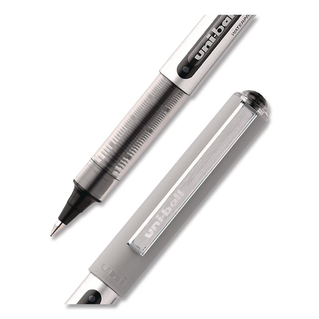 VISION Roller Ball Pen, Stick, Fine 0.7 mm, Black Ink, Silver/Black/Clear Barrel, 36/Pack