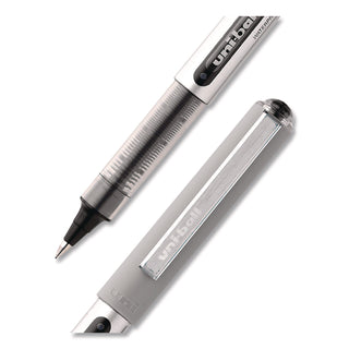 VISION Roller Ball Pen, Stick, Fine 0.7 mm, Black Ink, Silver/Black/Clear Barrel, 36/Pack