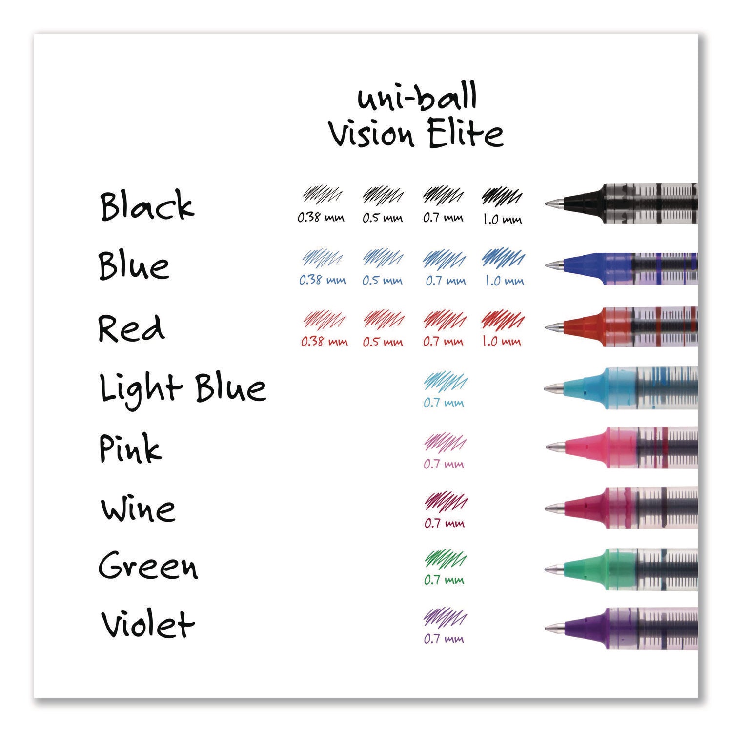 VISION Roller Ball Pen, Stick, Fine 0.7 mm, Black Ink, Silver/Black/Clear Barrel, 36/Pack