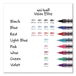 VISION Roller Ball Pen, Stick, Fine 0.7 mm, Black Ink, Silver/Black/Clear Barrel, 36/Pack