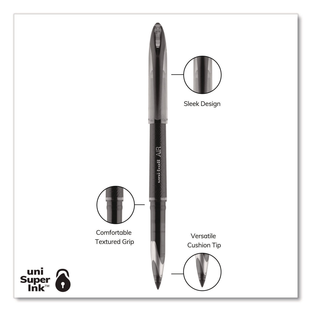 AIR Porous Rollerball Pen, Medium 0.7 mm, Black Ink/Barrel, Dozen