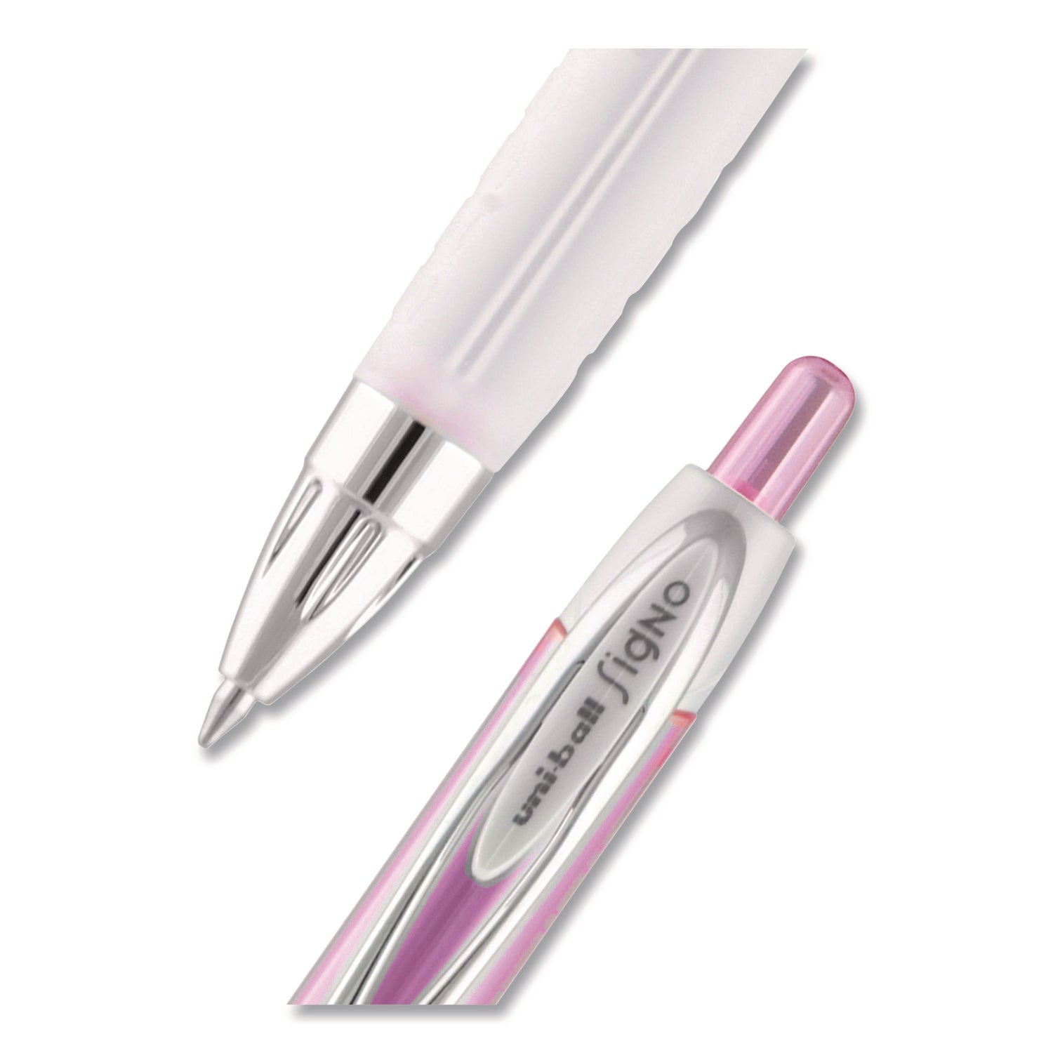 207 Office Pack Gel Pen, Retractable, Medium 0.7 mm, Black Ink, Pink/Translucent White Barrel, 36/Pack
