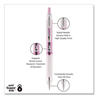 207 Office Pack Gel Pen, Retractable, Medium 0.7 mm, Black Ink, Pink/Translucent White Barrel, 36/Pack