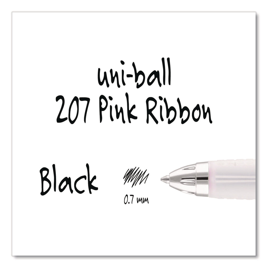 207 Office Pack Gel Pen, Retractable, Medium 0.7 mm, Black Ink, Pink/Translucent White Barrel, 36/Pack