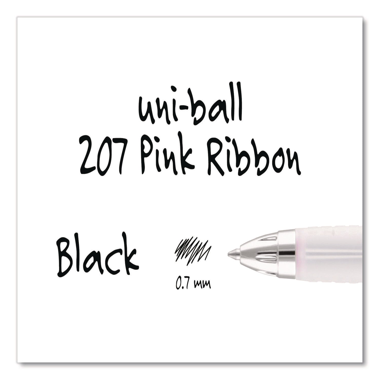 207 Office Pack Gel Pen, Retractable, Medium 0.7 mm, Black Ink, Pink/Translucent White Barrel, 36/Pack