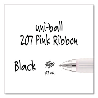 207 Office Pack Gel Pen, Retractable, Medium 0.7 mm, Black Ink, Pink/Translucent White Barrel, 36/Pack