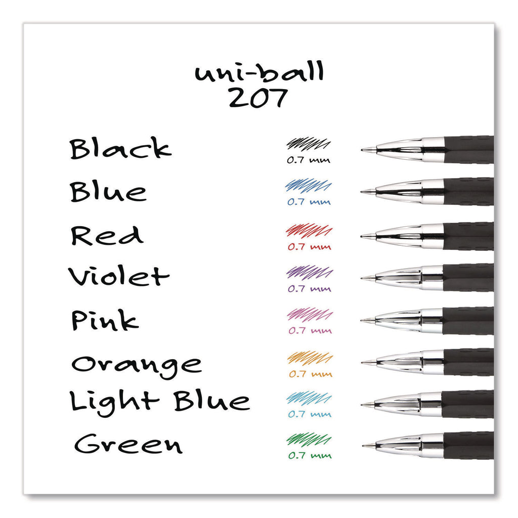 Signo 207 Gel Pen, Retractable, Medium 0.7 mm, Red Ink, Smoke/Black/Red Barrel, Dozen