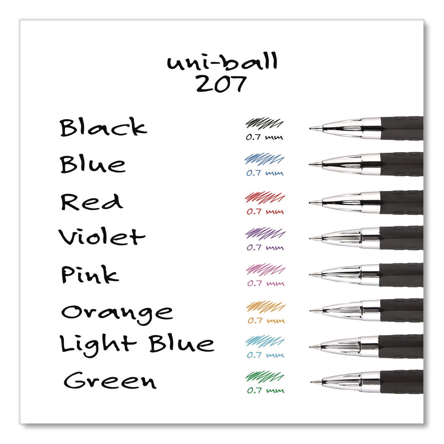 Signo 207 Gel Pen, Retractable, Medium 0.7 mm, Red Ink, Smoke/Black/Red Barrel, Dozen
