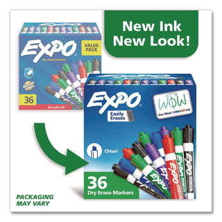 Low-Odor Dry-Erase Marker Value Pack, Broad Chisel Tip, Assorted Colors, 36/Box
