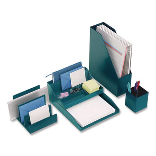 Front-Load Stackable Plastic Document Tray, 1 Section, Letter Size Files, 9.8 x 12.24 x 1.75, Teal