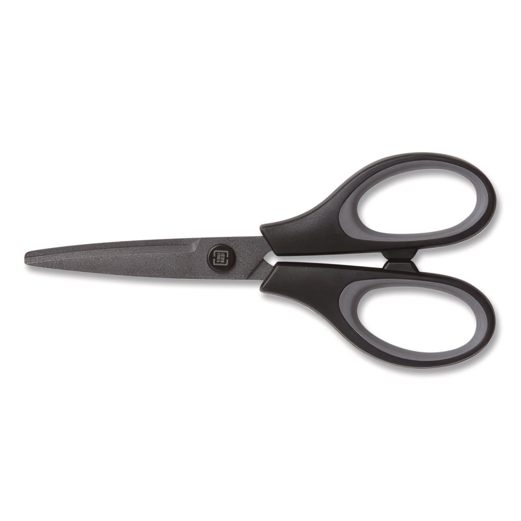 Non-Stick Titanium-Coated Scissors, 5" Long, 2.36" Cut Length, Gun-Metal Gray Blades, Black/Gray Straight Handle