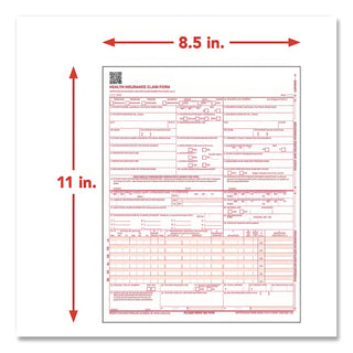 CMS-1500 Health Insurance Claim Form, One-Part (No Copies), 8.5 x 11, 250 Forms Total