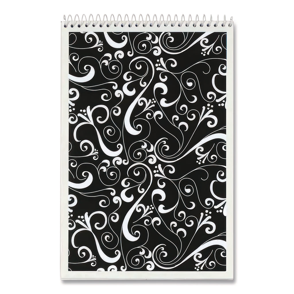 Fashion Steno Pad, Gregg Rule, Assorted Abstract Floral Headband Designs, 80 White 6 x 9 Sheets, 6/Pack