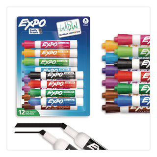 Low-Odor Dry-Erase Marker, Broad Chisel Tip, Assorted Colors, 12/Set