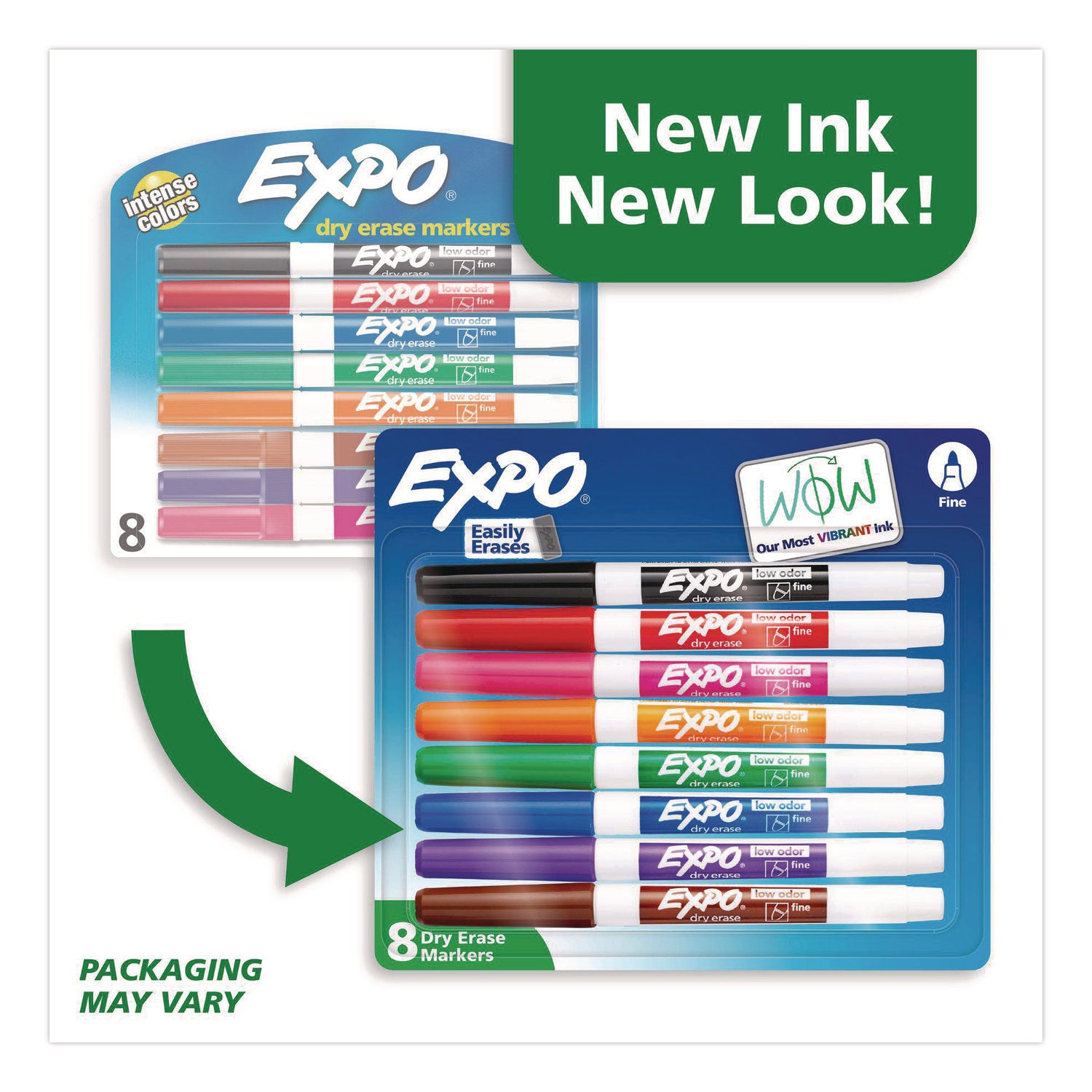 Low-Odor Dry-Erase Marker, Fine Bullet Tip, Assorted Colors, 8/Set