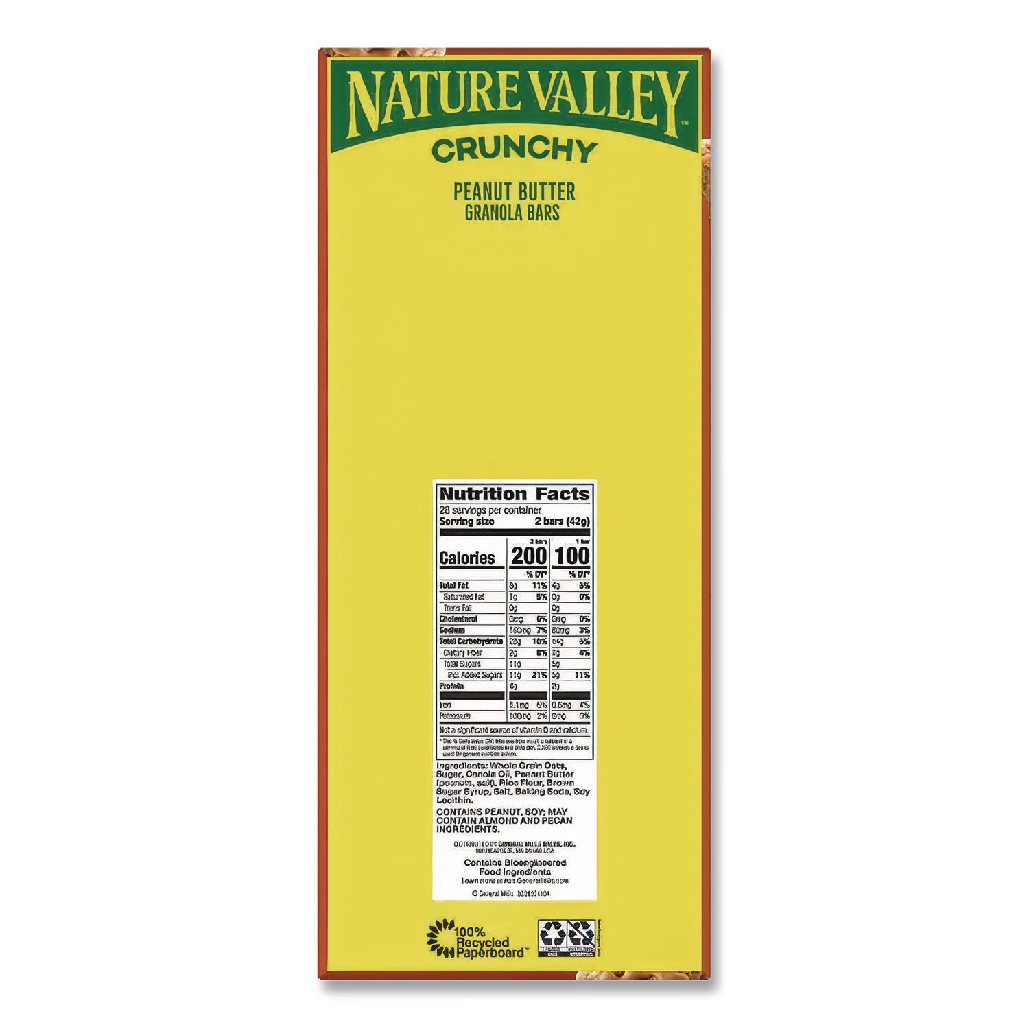 Granola Bars, Crunchy Peanut Butter, 1.5 oz Pouch, 28/Box