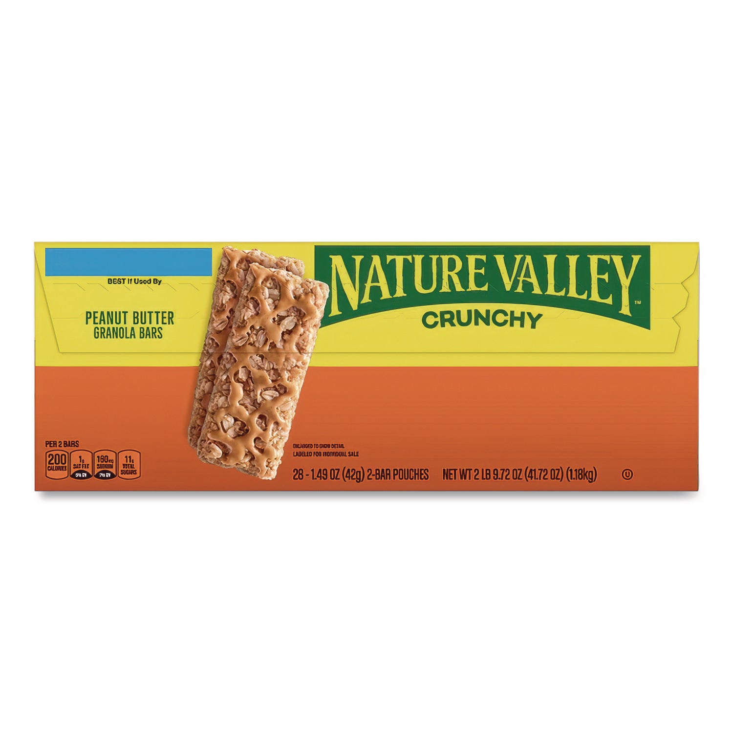Granola Bars, Crunchy Peanut Butter, 1.5 oz Pouch, 28/Box