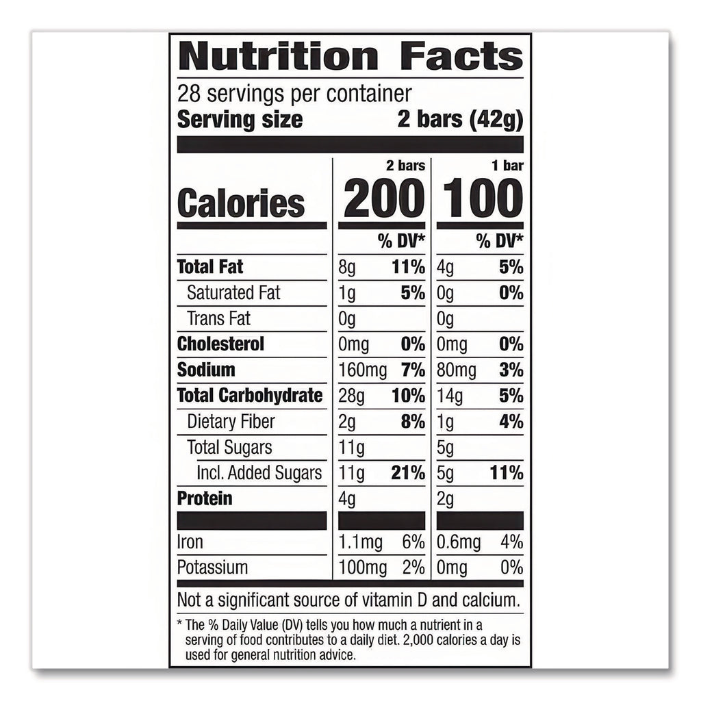 Granola Bars, Crunchy Peanut Butter, 1.5 oz Pouch, 28/Box