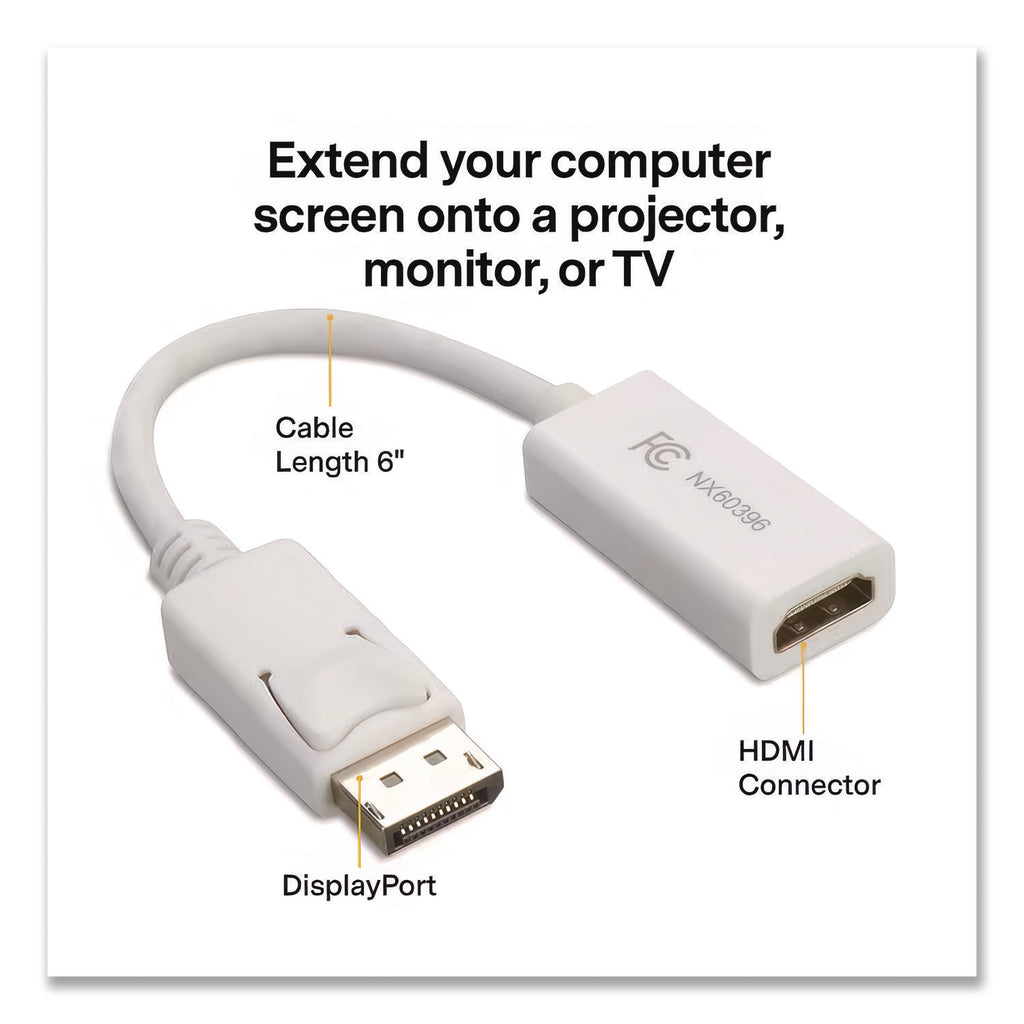 DisplayPort to HDMI Adapter, 6", White