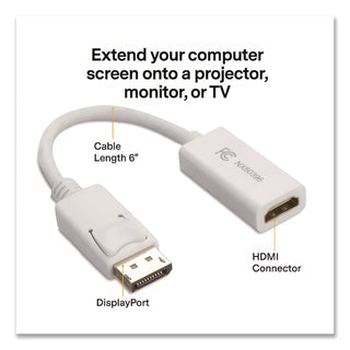DisplayPort to HDMI Adapter, 6", White