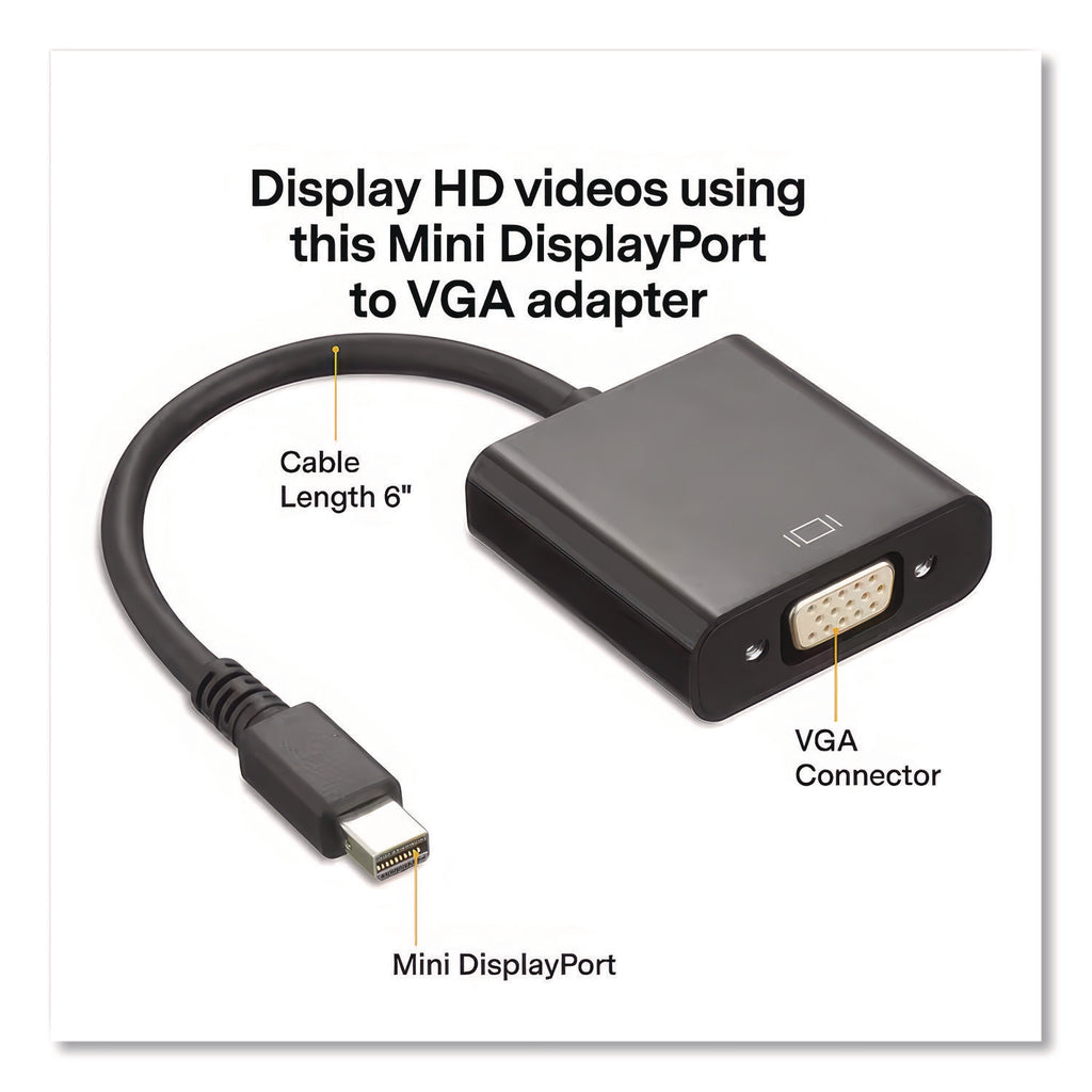 Mini DisplayPort to VGA Adapter, 6", Black