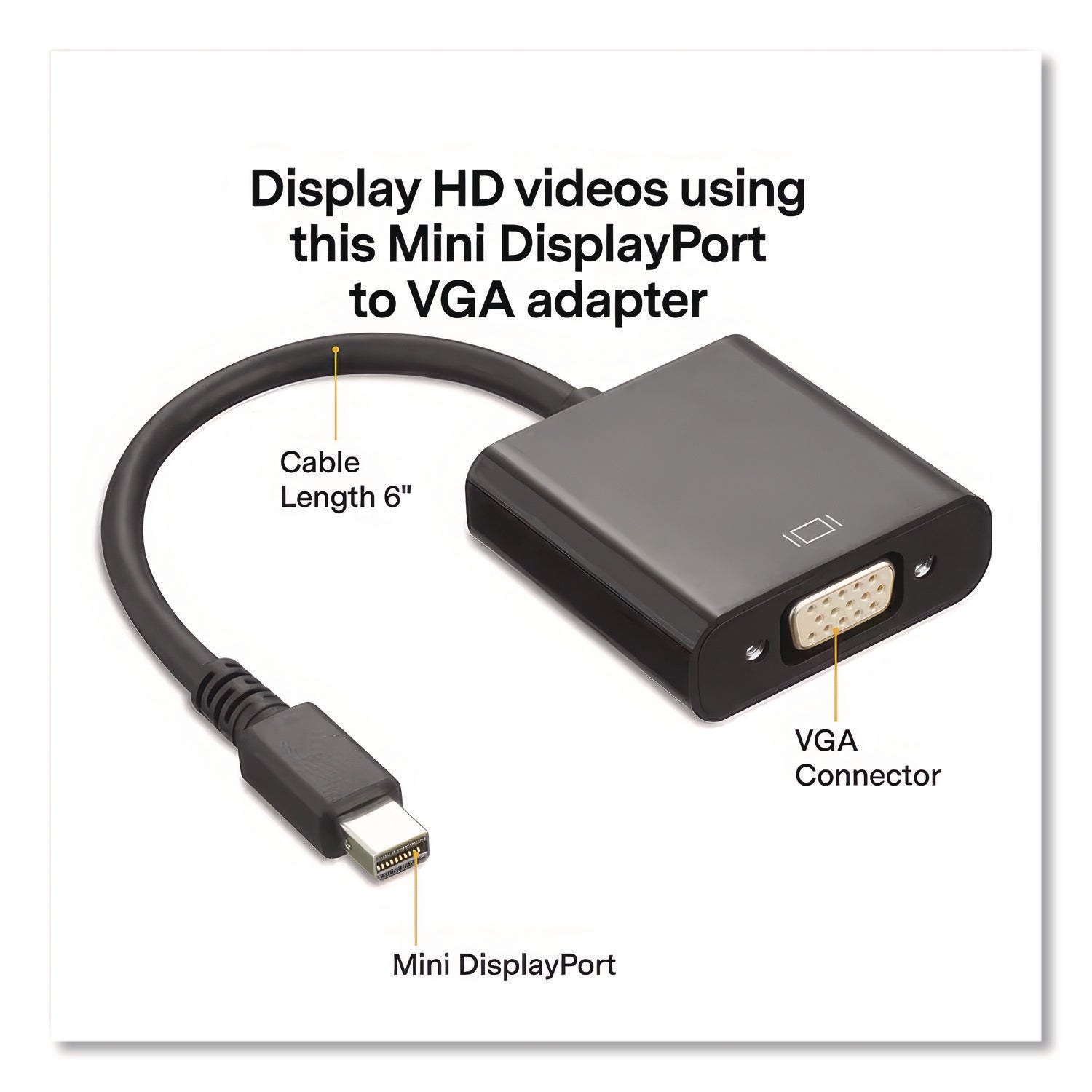 Mini DisplayPort to VGA Adapter, 6", Black