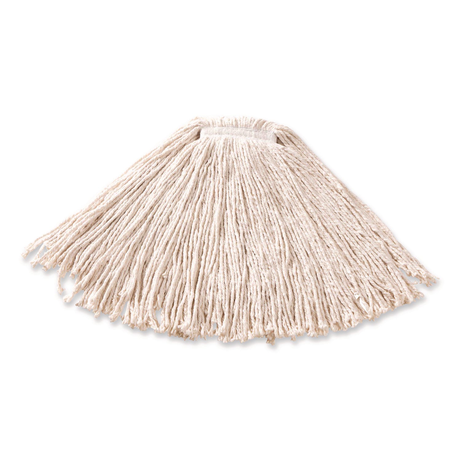 Premium Cut-End Cotton Wet Mop Head, 16oz, White, 1'' Orange Band, 12/Carton