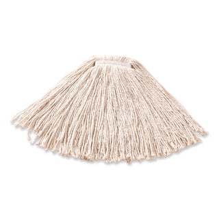 Premium Cut-End Cotton Wet Mop Head, 16oz, White, 1'' Orange Band, 12/Carton