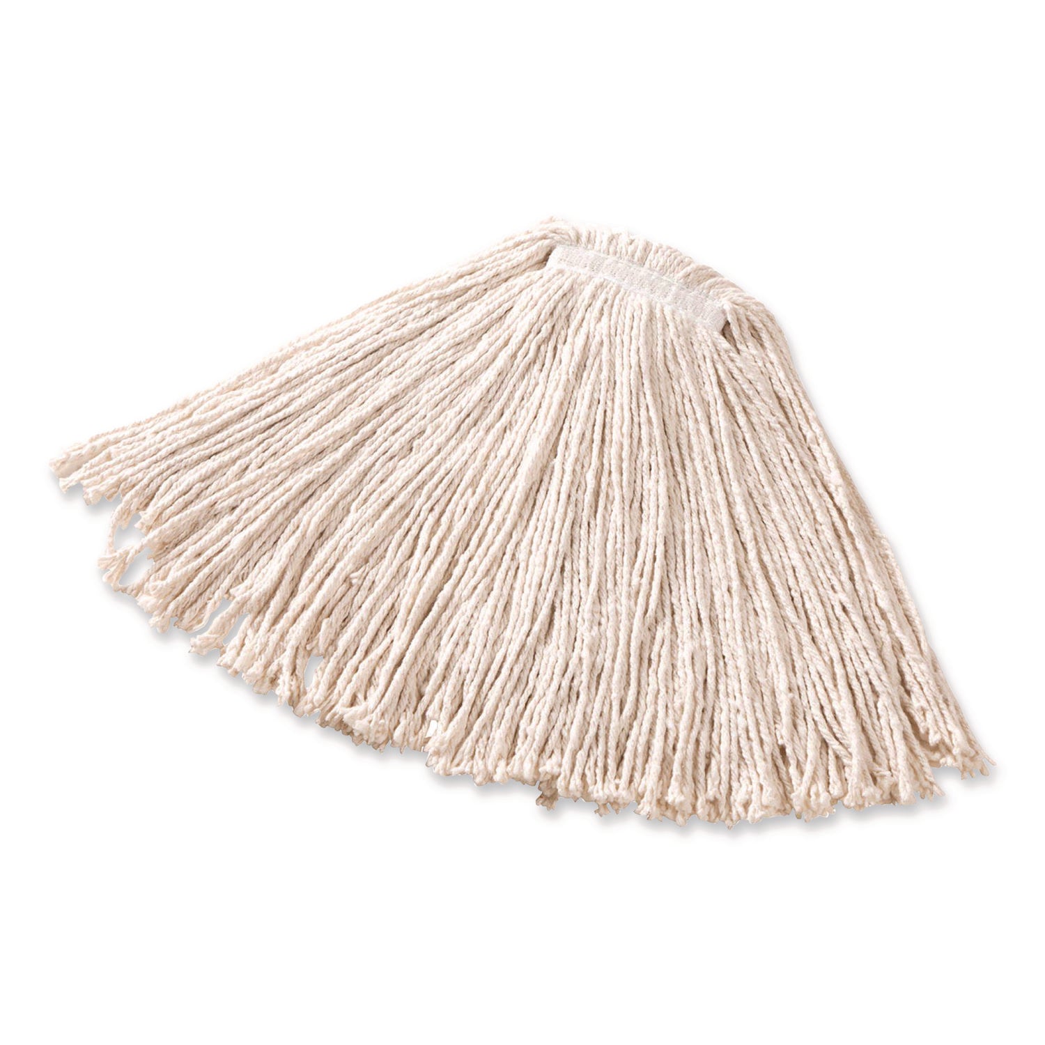 Premium Cut-End Cotton Wet Mop Head, 16oz, White, 1'' Orange Band, 12/Carton