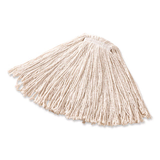 Premium Cut-End Cotton Wet Mop Head, 16oz, White, 1'' Orange Band, 12/Carton