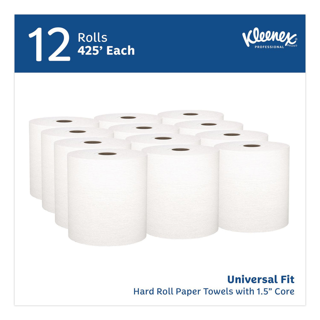 Hard Roll Paper Towels with Premium Absorbency Pockets, 1-Ply, 8" x 425 ft, 1.5" Core, White, 12 Rolls/Carton